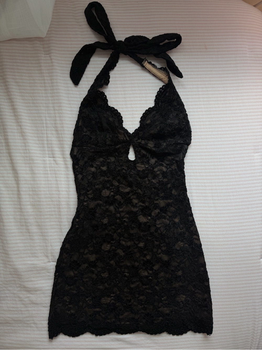 Edikted Black Lace Halter Mini Dress